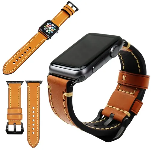 Leder armband kompatibel mit Apple Uhr 45mm-44mm-42mm Serie 7 / 6 / 5 / 4 / 3 / 2 / 1 / SE Casual einstellbar braunem leder - AliExpress - Modalova