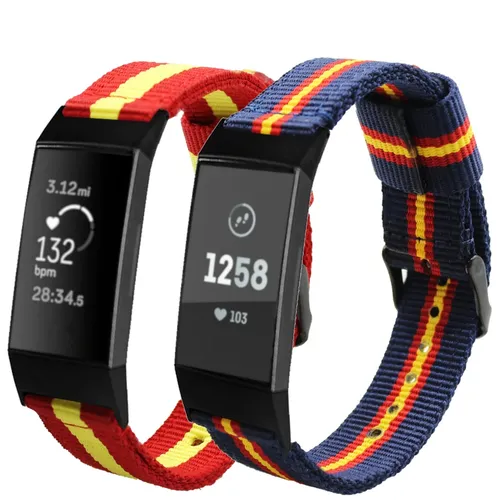 Nylon armband kompatibel mit Fitbit Gebühr 4/Ladung 3 farben flagge Spanien doppel band verschluss verstellbare schnalle atmungs - AliExpress - Modalova