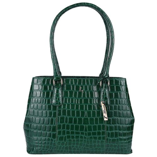 Ashwood Leather Crocodile Print Two Section With Mid Purse Bag: C-54 Green NA - Ashwood Handbags - Modalova