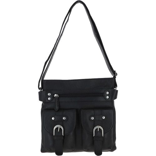Medium Zip Top Leather Cross Body Bag Black: Jackey Black NA - Ashwood Handbags - Modalova
