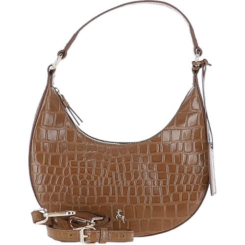 Chic' Croc Embossed Leather Medium Saddle Shoulder Bag: 63791 Tan/croc NA - Ashwood Handbags - Modalova