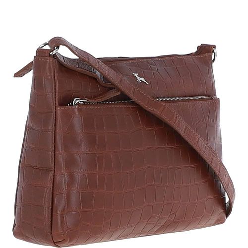 Bridge Croc Print Leather Shoulder Bag: MC2 Cognac NA - Ashwood Handbags - Modalova