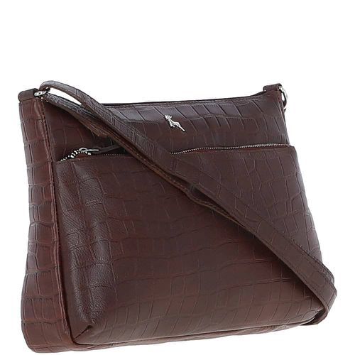 Bridge Croc Print Leather Shoulder Bag: MC2 Brandy Brown NA - Ashwood Handbags - Modalova