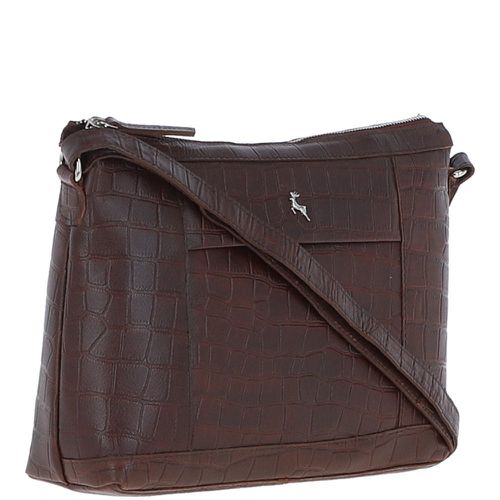 Luxury Croc Print Leather Shoulder Bag: MC1 Brandy Brown NA - Ashwood Handbags - Modalova