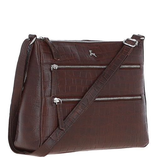 Lxlove Croc Print Leather Shoulder Bag: MC3 Brandy Brown NA - Ashwood Handbags - Modalova