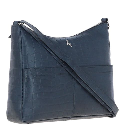 Vittoria Croc Print Leather Shoulder Bag: MC4 Navy Blue NA - Ashwood Handbags - Modalova
