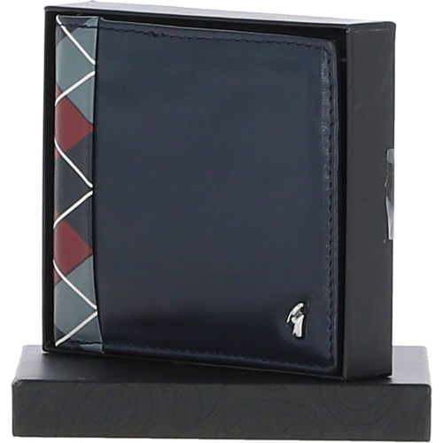 Real Leather 4 Card Billfold Wallet: GB-145-AP Navy/grey/red NA - Ashwood Handbags - Modalova