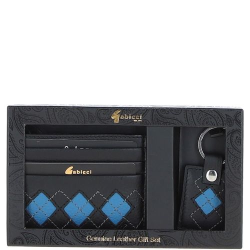 Real Leather Card Holder & Key Ring Gift Set: GB-304-GS Black/ink blue/grey NA - Ashwood Handbags - Modalova