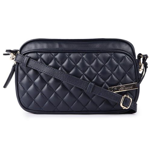 Apos;Bellezza Romana&apos; Real Leather Twin Zip Quilted Crossbody Bag: 63624 Navy Blue NA - Ashwood Handbags - Modalova