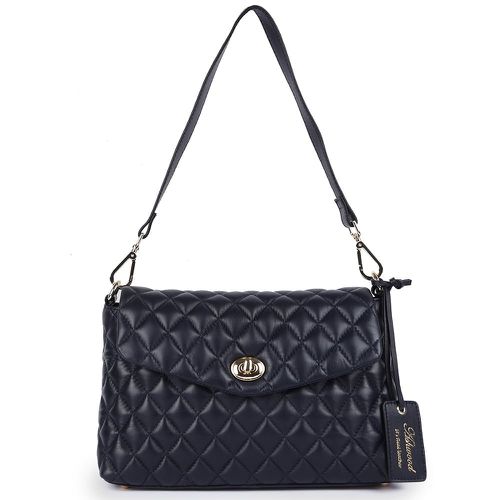 Apos;Tramonto Toscana&apos; Real Leather Flapover Quilted Bag: 63858 Navy Blue NA - Ashwood Handbags - Modalova