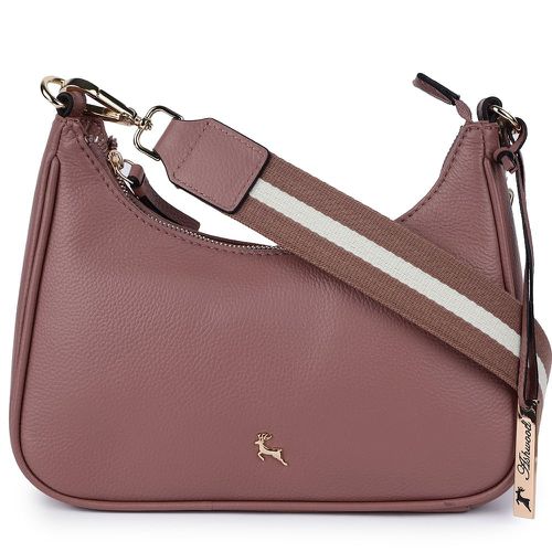 Apos;Bella Toscana&apos; Real Leather Crossbody Bag with Webbing Strap: 64296 Rose NA - Ashwood Handbags - Modalova