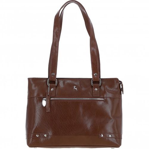 Velutto Eleganza' Zip Mid Section Real Leather Shoulder Bag: 52234 Bridge/vt NA - Ashwood Handbags - Modalova