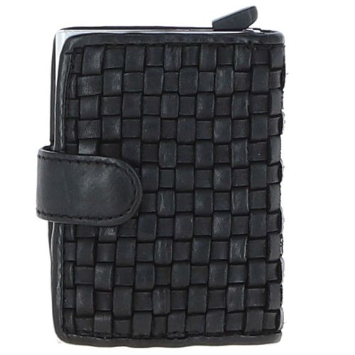 Apos;La Perfetto&apos; Metal & Woven Leather Card Wallet Case: D-10W Black NA - Ashwood Handbags - Modalova