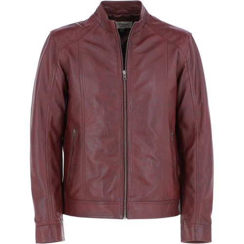 Mens Leather Biker Jacket: BR-Rock 2 Burgundy Size 2XL - Ashwood Handbags - Modalova