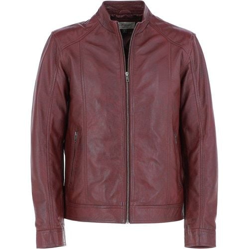 Mens Leather Biker Jacket: BR-Rock 2 Burgundy Size 2XL - Ashwood Handbags - Modalova