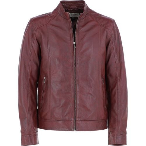 Mens Leather Biker Jacket: BR-Rock 2 Burgundy Size S - Ashwood Handbags - Modalova