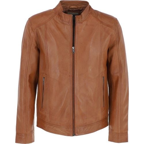 Mens Leather Biker Jacket: BR-Rock 2 Tan Size L - Ashwood Handbags - Modalova