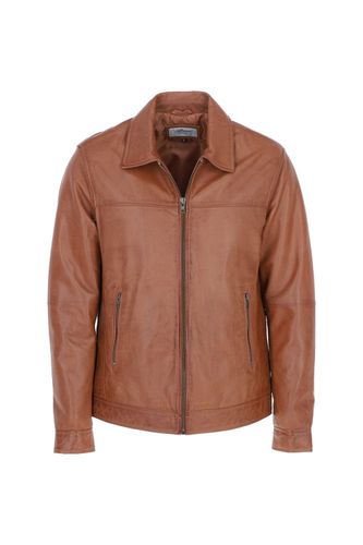 Apos;Brando&apos; Men&apos;s Classic Leather Bomber Jacket: awl-brando Tan Size 2XL - Ashwood Handbags - Modalova