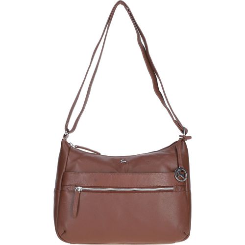 Leather Shoulder Bag with Zip & Magnetic Pocket: Meath Cognac NA - Ashwood Handbags - Modalova