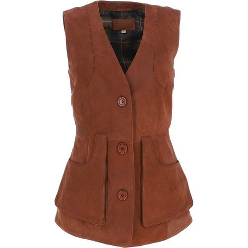 Womens Nubuck Leather Fitted Gilet: Rider Tan 14 - Ashwood Handbags - Modalova