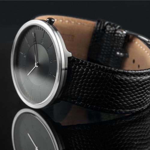 Auteur Watches Moonlight K Silver - Extra Flache Designeruhr Leder 39mm - outletuhren.com - Modalova