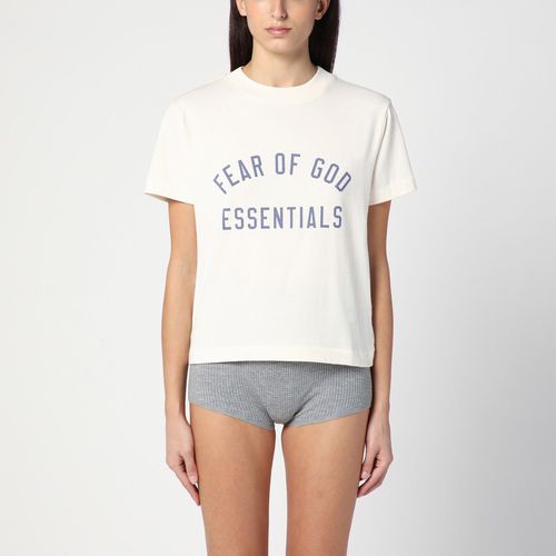 T-Shirt Tri-Blend bianca con logo - Fear of God Essentials - Modalova