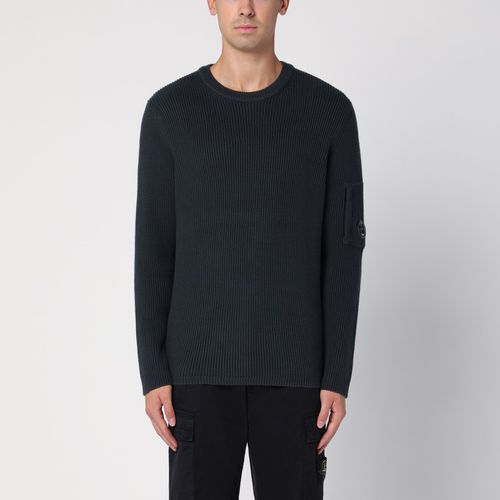 Schwarzer, gerippter Pullover mit ausgewaschenem Effekt - C.P. Company - Modalova