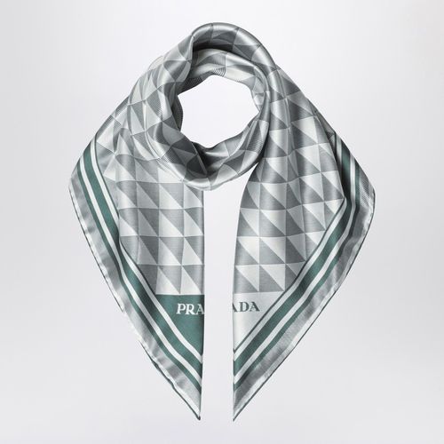 Foulard color smeraldo stampato in twill di seta 90x90 - Prada - Modalova