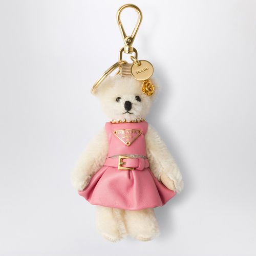 Ciondolo da borsa Teddy bianco/rosa - Prada - Modalova