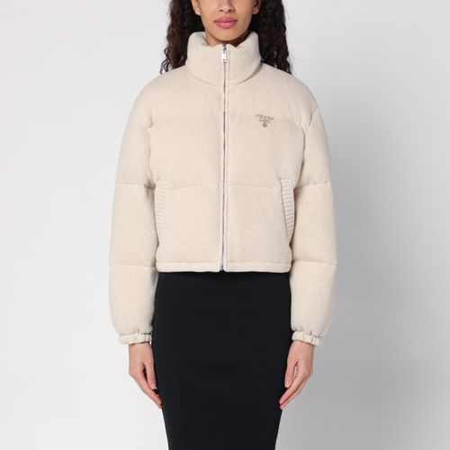 Ivory wool and cashmere down jacket - Prada - Modalova