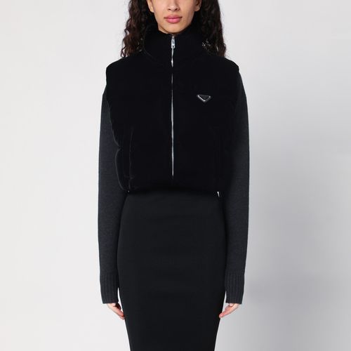 Black velvet vest down jacket - Prada - Modalova