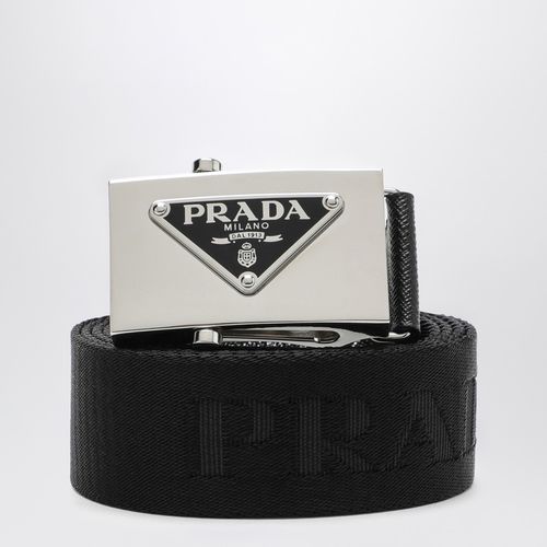 Cintura nera in nastro Re-Nylon con fibbia logata - Prada - Modalova