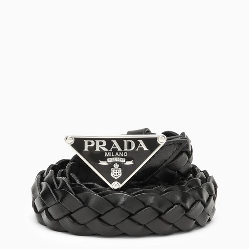 Black logo woven leather belt - Prada - Modalova