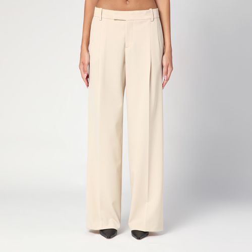 Wide butter-coloured wool-blend trousers - Federica Tosi - Modalova