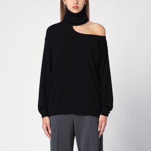 Black turtleneck pullover with cut out - Federica Tosi - Modalova