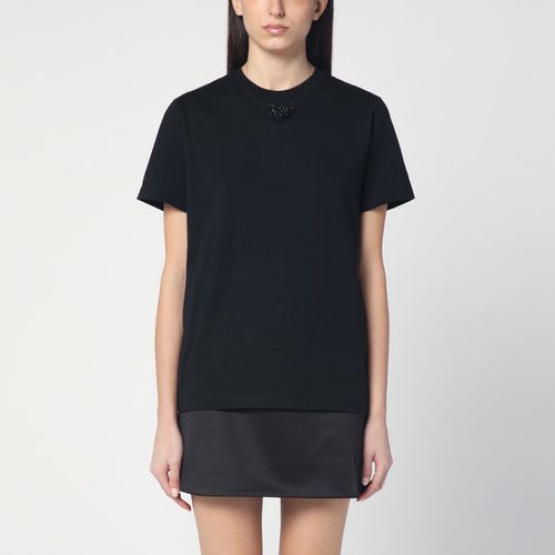 T-shirt with embroidered logo triangle - Prada - Modalova