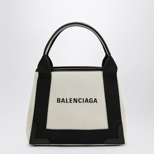 Borsa Cabas Navy XS beige/nera in tela e pelle - Balenciaga - Modalova