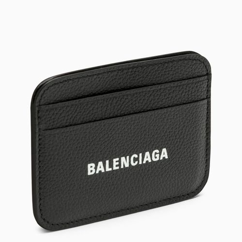 Portacarte nero in pelle con logo - Balenciaga - Modalova