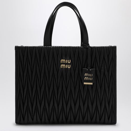 Borsa shopping nera in nappa matelassé - Miu Miu - Modalova