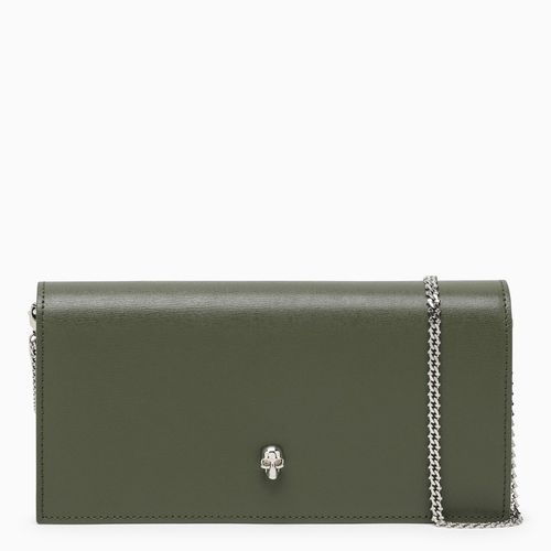 Khaki chain wallet in leather - Alexander McQueen - Modalova