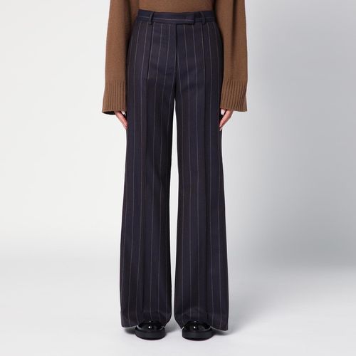 Blue wool-blend pinstripe trousers - QUELLEDUE - Modalova