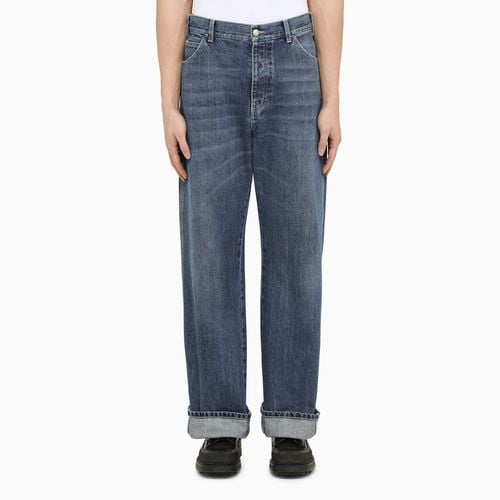 Loose blue cotton jeans - Alexander McQueen - Modalova