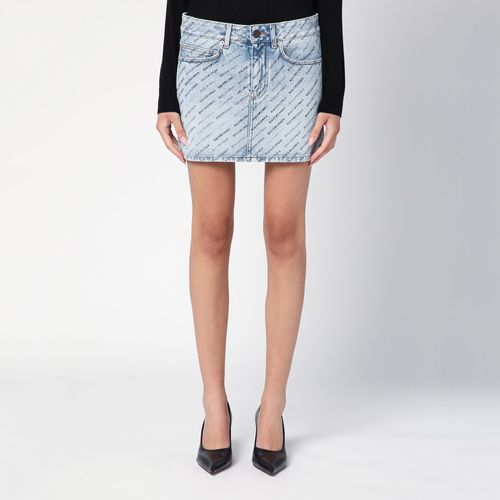 Denim mini skirt with logos - Balenciaga - Modalova