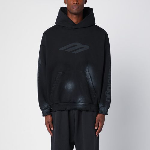 Schwarzer Hoodie 3B Stencil mit Flecken - Balenciaga - Modalova