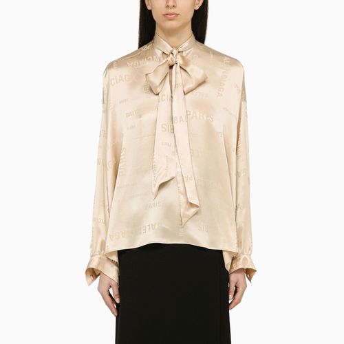 Champagne-coloured silk shirt with bow - Balenciaga - Modalova