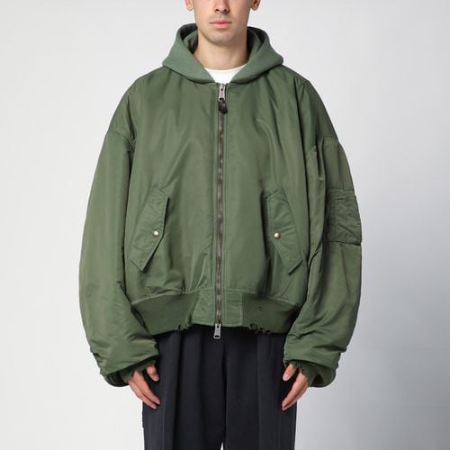 Medium fleece and nylon khaki bomber jacket - Balenciaga - Modalova