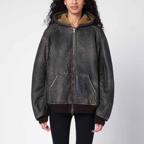 Brown zip Hoodie Shearling - Balenciaga - Modalova