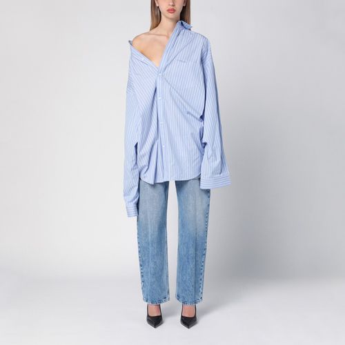 Camicia asimmetrica a righe azzurra - Balenciaga - Modalova