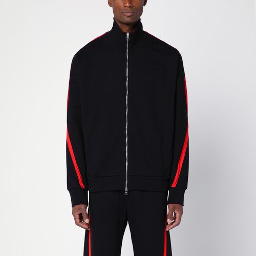 Felpa con zip nera/rossa in cotone - Alexander McQueen - Modalova