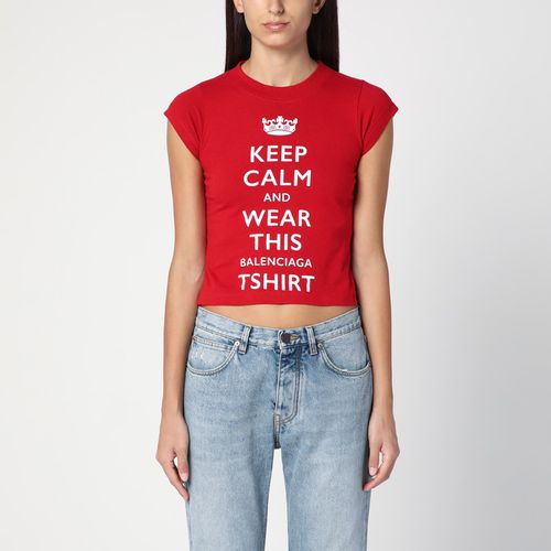 Rotes Cropped T-Shirt Keep Calm - Balenciaga - Modalova